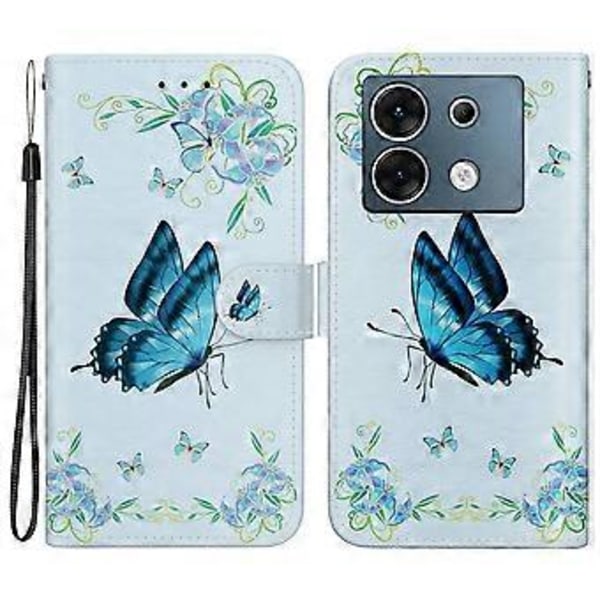 Läderfodral för Infinix Zero 30 5G, mobilskal med mönstertryck (Blå Fjärilsblomma)