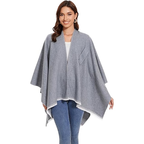 Elegant sjal med åpen front for kvinner, myk poncho, egnet for vår, høst og vinter