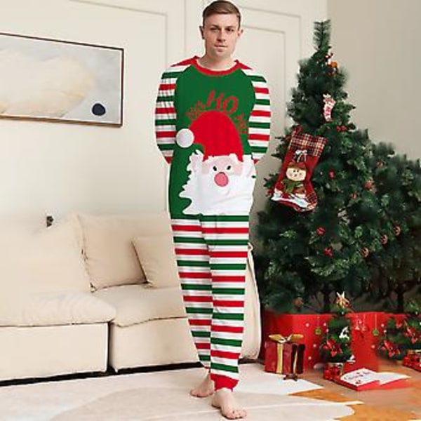 Julefamiliens Matchende Pyjamas Far Mor Datter Søn Julemand Trykt Natøj Juleferie Pjs Sæt Pyjamas (L Far)