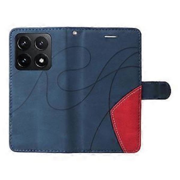 KT Læder Serie-1 Til Xiaomi 14T Læder Etui Farvesplejsning Telefon Cover Wallet Stand (Style B)