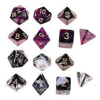 7X Polyedriska Tärningar Tärning D20 D12 D10 D8 D6 D4 för DND RPG MTG Lila Svart