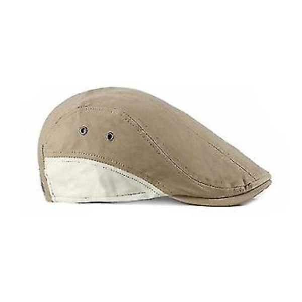 5 Färger Sommar & Höst Herrar Andningsbar Bomulls Newsboy Basker Hatt Anka Näsan Spänne Cabbie Keps För Man Justerbar Storlek ( Khaki)