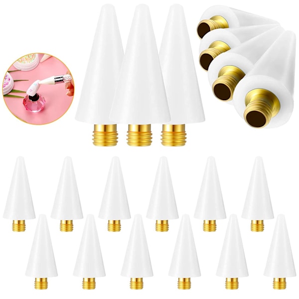 16Pieces Nail Rhinestones Picker Replacement Head Tips for Nail Dottin