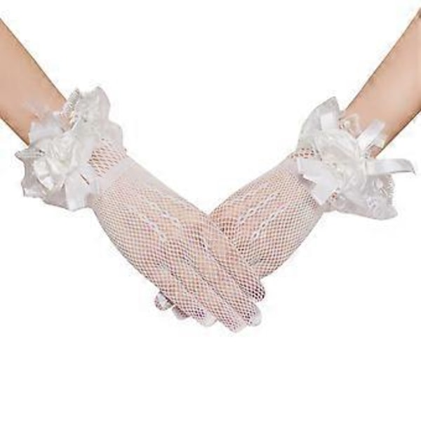 Bryllupshansker til brud, elegant gasbind, kort tilbehør for kvinner, hvit, one size