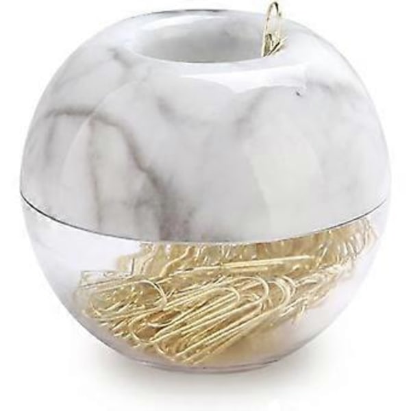 Guldfarvede papirclips med marmormønster, elegant magnetisk holder til moderigtig boligindretning, skrivebordsorganiserings tilbehør, 2,8\" * 2,4\" æbleformet design