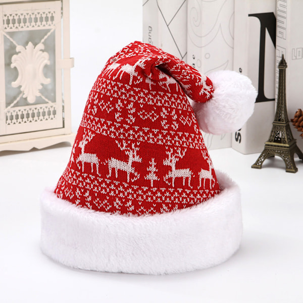 4 stycken jultomteluvor i fleece med snöflingor, vinterhattsdekoration för vuxna.