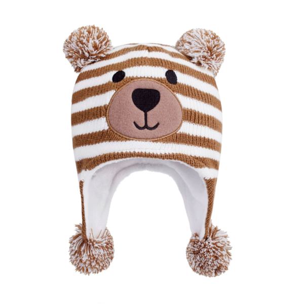 Björn - Beige Stripe 6-12 månader småbarn barn spädbarn vintermössa, öron