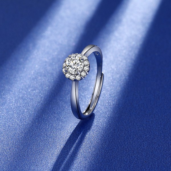 Spidsring med blonderdesign, forlovelsesring, karatring, 50 point, lille diamant