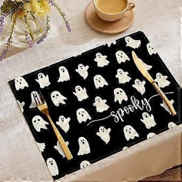 Halloween Lin Placemats Knask Eller Knep Serie Kombinasjon Bordmatter Restaurant Ferie Dekorasjon Servise Isolasjonsmatter (YMCD-48)