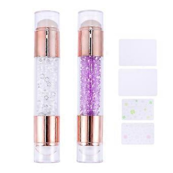 2 stk. Neglekunst DIY Stempler Dobbelthodet Manikyr Stempel for Salong Hjemme