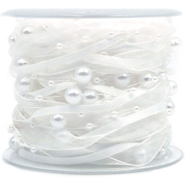 10M Artificial Pearl Ribbon Chiffon Ribbon and Organza Lace Ribbo