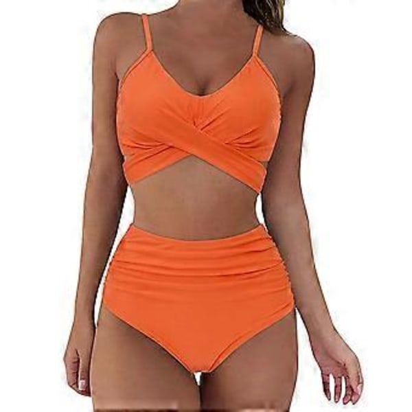 Kvinnors Sexig Push Up Bikini Baddräkt Vadderad BH Tvådelad Baddräkt Baddräkt Sommar Strand Badkläder (XL Orange)