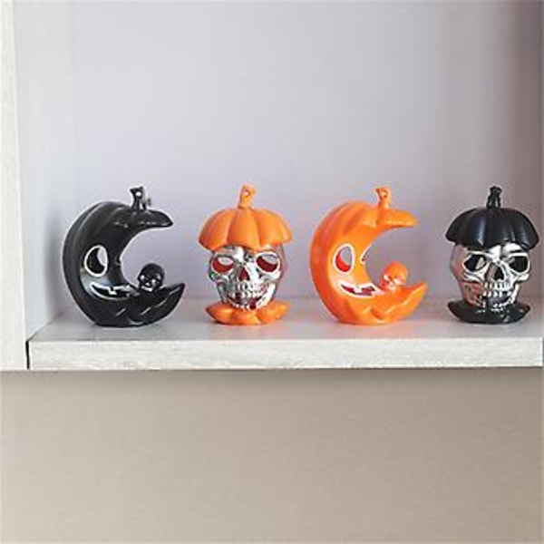 Halloween-kynttilävalot Aavefestivaalin Koriste-esineet Kauhu Kallo Värikäs Kurpitsa Led-valot (Kuu)