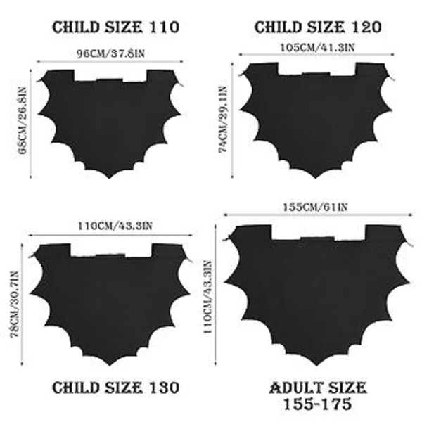 Barn & Vuxen Vampyr Batvingar Kappa Läskig Halloween Maskeraddräkt Kostymtillbehör ( )