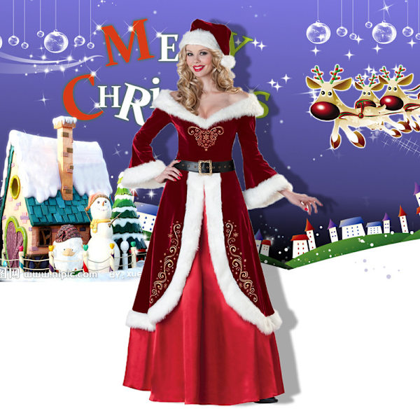 Plus size damkläder europeiska och amerikanska jul kläder, tomte