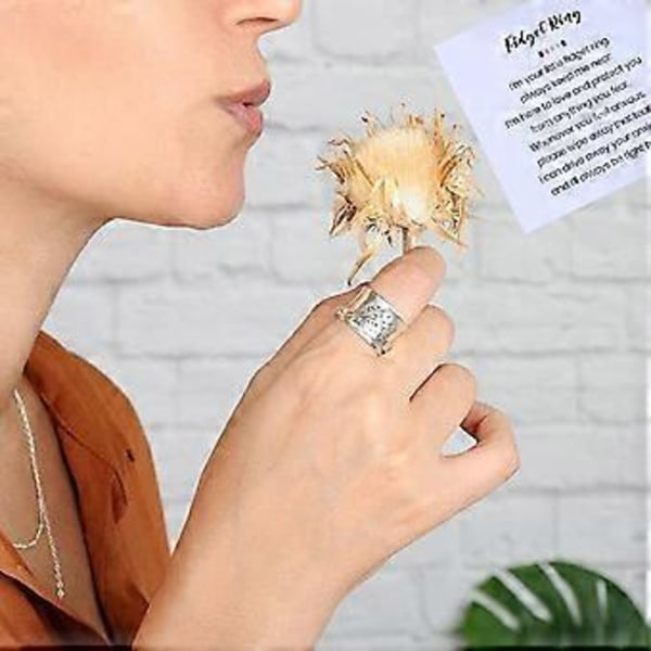 Spinner Ring Anti-Angst Ring til Kvinder Mænd, Løvetand Fidget Blomst Spinner Mænds Ringe Sølv Vintage Blomst Sød Mode Elegant Cool Ringe