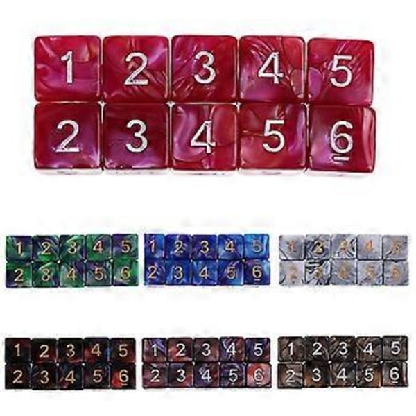 10 KPL D6 Monitahoiset Nopat DND-peliin (Sininen Punainen)