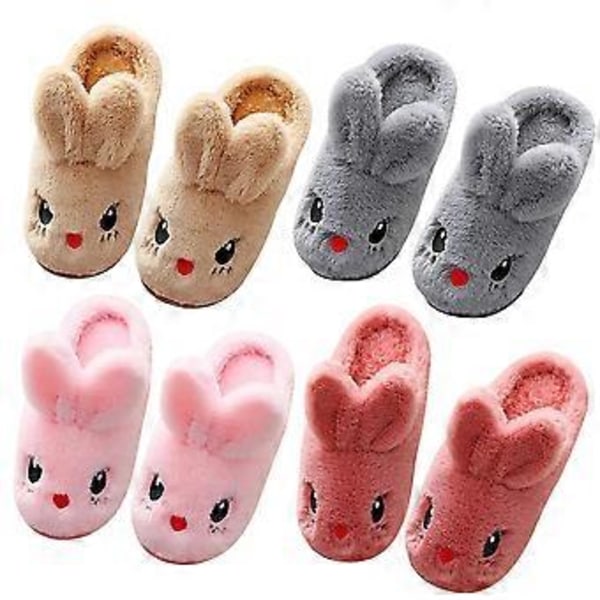 Bomuldssko Vinter Varme Plys Kanin Tøfler Søde Hyggelige Fluffy Tøffel Indendørs Varme Plys Dyresko (30-31 pink)