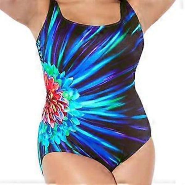 Dame Sommer Plus Size Push Up Badetøj Stribet Printet Bodycon Badedragt Heldragt (2XL blå)