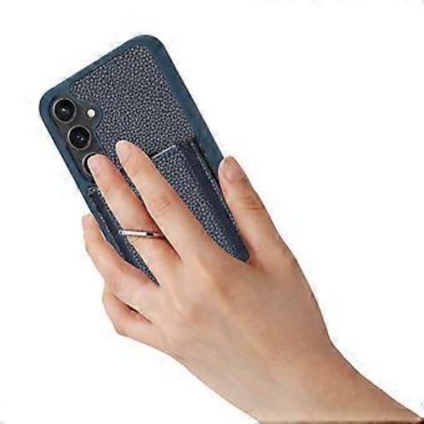 Samsung Galaxy A55 5G -kotelo, korttipaikat, nahkainen takakansi ja rengaspidike (tyyli C)