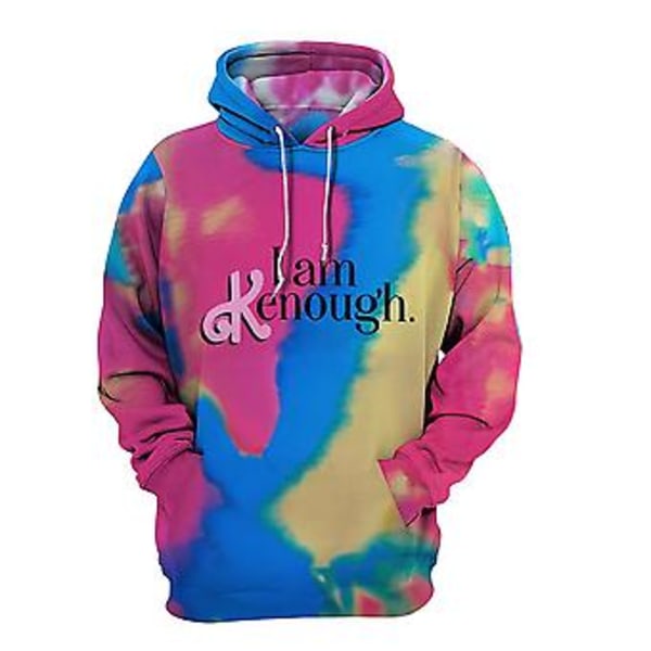 Barbie Tema Cosplay Kostume Tie-Dye Kvinder Hættetrøje Casual Tops Sweatshirt Løst Efterår Langærmet Lommer Hættetrøjer (L)