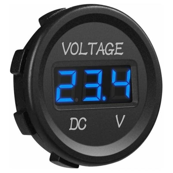 (Blå) 12-24V DC Voltmeter Digital LED-skjerm Vanntett for Båt