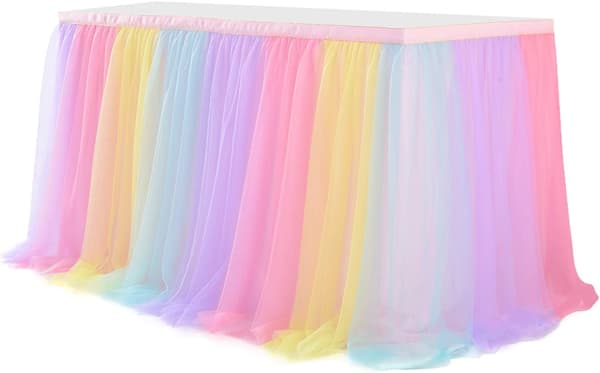 (3Yard/9ft/L275cm*H77cm) Tyllbords kjol Regnbåge Bords kjol