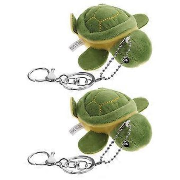 2 stk. Fluffy Nøglering Plys Skildpadde Nøglering Udstoppede Dyr Nøglering Taske Hængende Nøglering