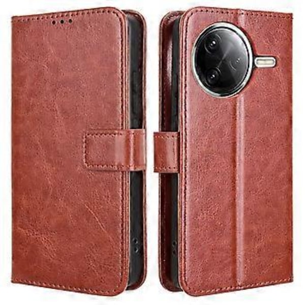 För Xiaomi Redmi K80 5G/K80 Pro 5G Fodral Crazy Horse Textur PU Läder Telefonplånboksfodral - Brun (Brun)
