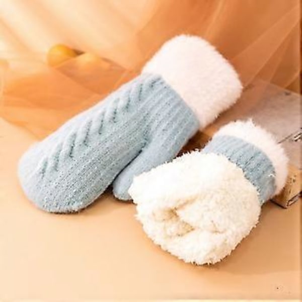 Vinter Fløjlshandsker Moderne Twist Strikkede Varme Fortykkede Cashmere Dame Luffer