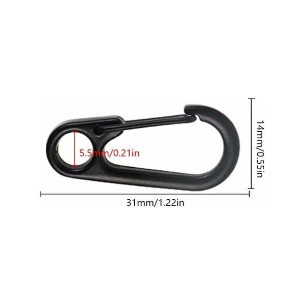 Mini sinkklemme i sinklegering for klatring, fjellklatring, fjellklatring, camping, treheng (svart 31,3 × 14,3 mm) 20 stk.