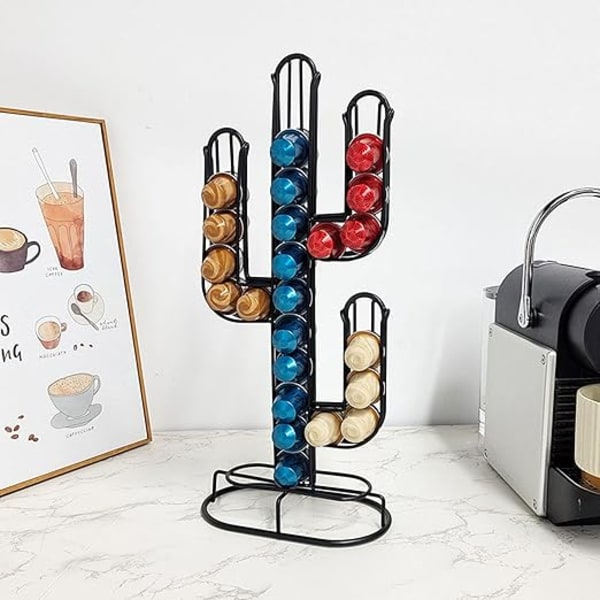 Podhållare, Hem Kaktusformad Kaffepodhållare Svart Järn Kaffe