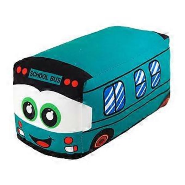 Myk Plysj Skolebuss Kosedyr Bil Leke Foto Rekvisitter Kosete Dekor Bursdagsgaver Putepute for Soverom Reise Bil Sofa (grønn 25cm)