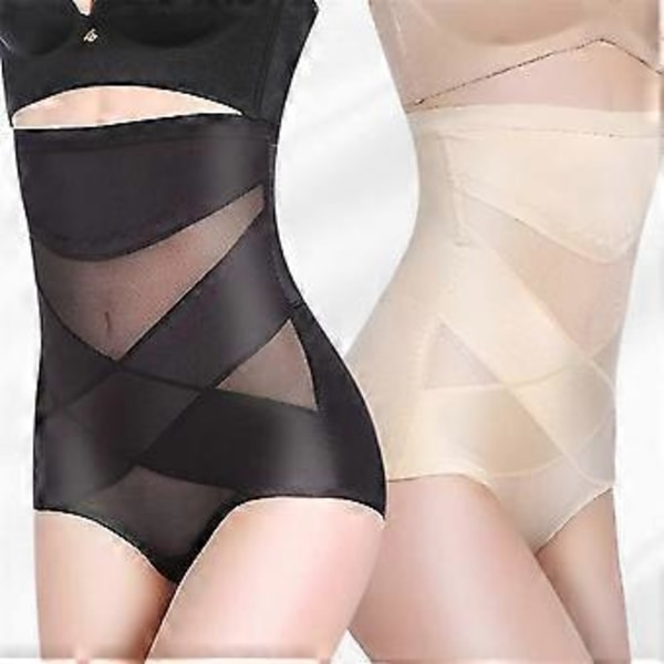 Women Butt Lifter Shapewear Hi-Waist Truser Dobbel Magekontroll Truse Livtrener Kroppsformer 1 stk (2XL Beige)