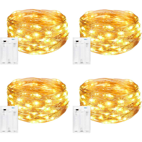 Batteridrivna LED-ljusslingor [4-pack], ljusslingor för sovrum, uteplats, trädgård, trappa, bröllop, fest, julgran för att ge en varm och romantisk look.