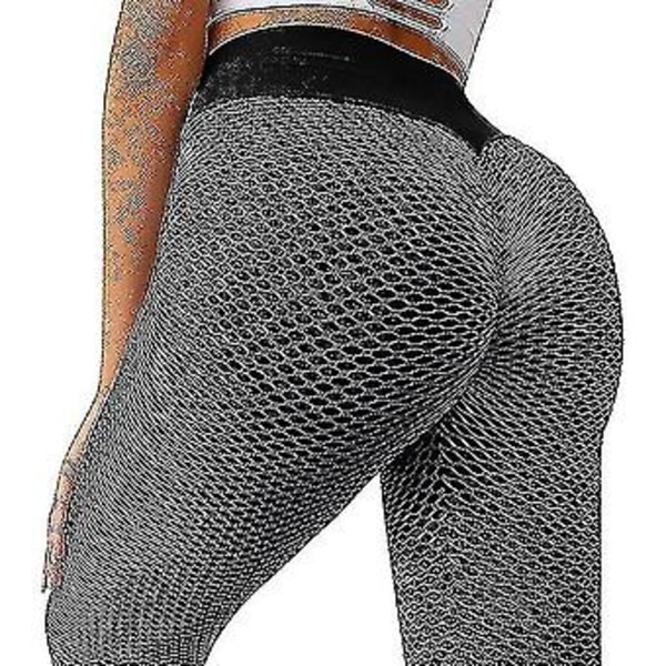 Tik Tok -leggingsit naisille, jooga-leggingsit, kuntosali, selluliittia ehkäisevät fitness-peppunosto-housut (2XL tummanharmaa)