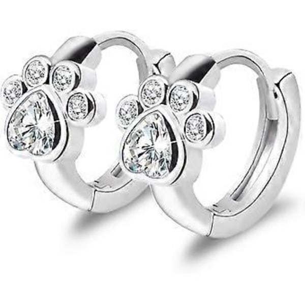 Små Cubic Zirconia Hoops - Katte- og Hundepote-Hoop Øreringe, Søde Brusk Øreringe til Kvinder Piger Teenagere