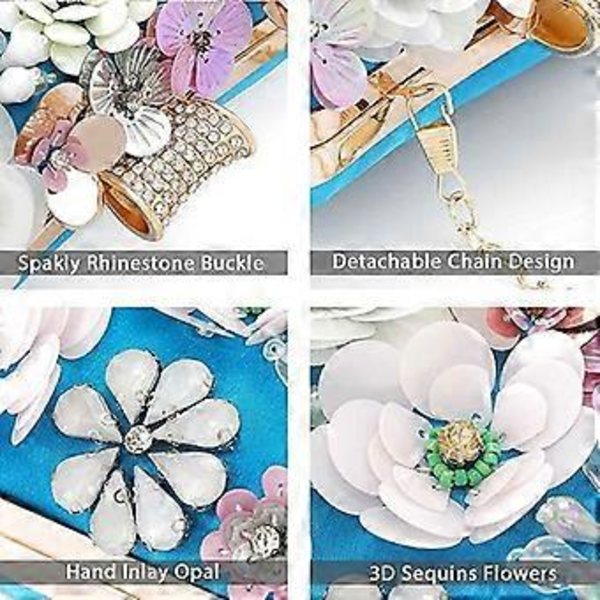 Naisten Iltapuku Kukallinen Juhla Prom Clutch-Laukku Kukallinen Morsian Hääkäsilaukku