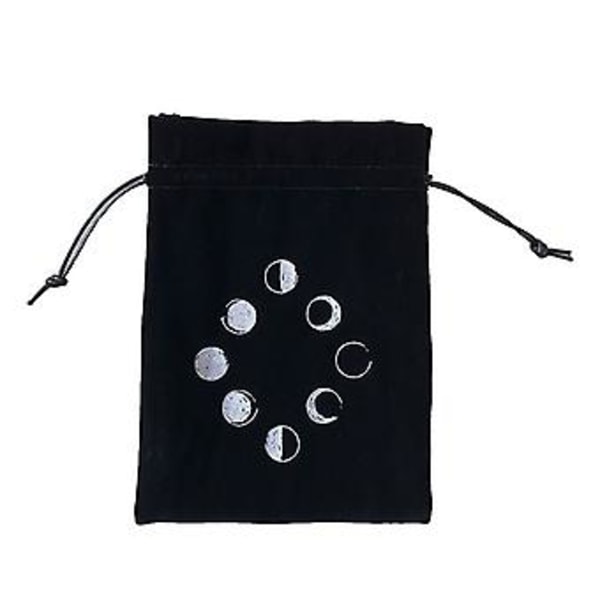 Velvet Tarot Storage Bag Moon Phase Oracle Card Divination Bag Board Game Bag( Black)