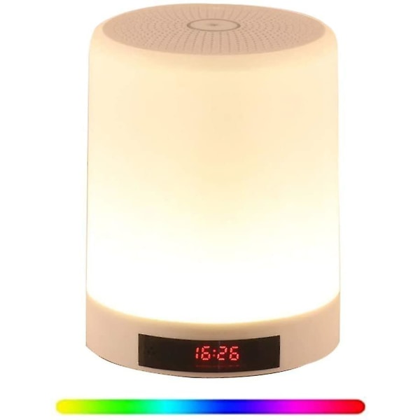 Bluetooth högtalare LED-lampa, 3 Touch dimbara lägen och 7 färger väckarklocka