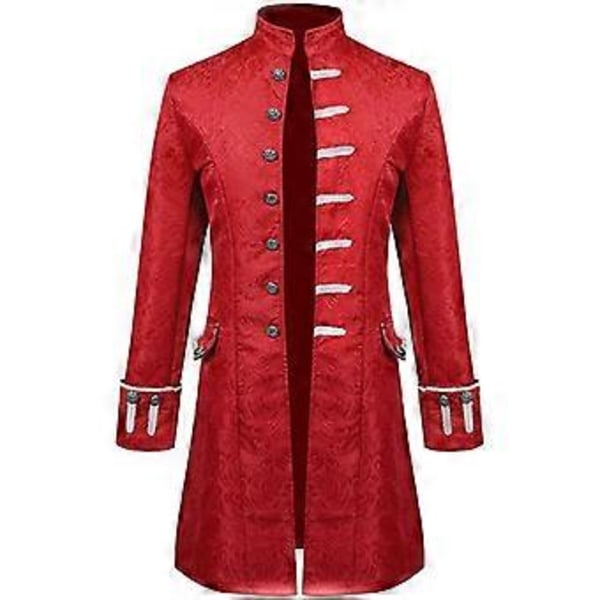 Herrejakker Middelalder Steampunk Vintage Frakk Gotisk Viktoriansk Overfrakk Karneval Cosplay Kostyme _a(S Rød)
