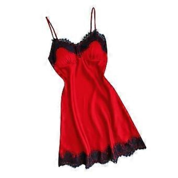 Dam Spets Nattlinne Sovplagg Nattkjol Röd (3XL)