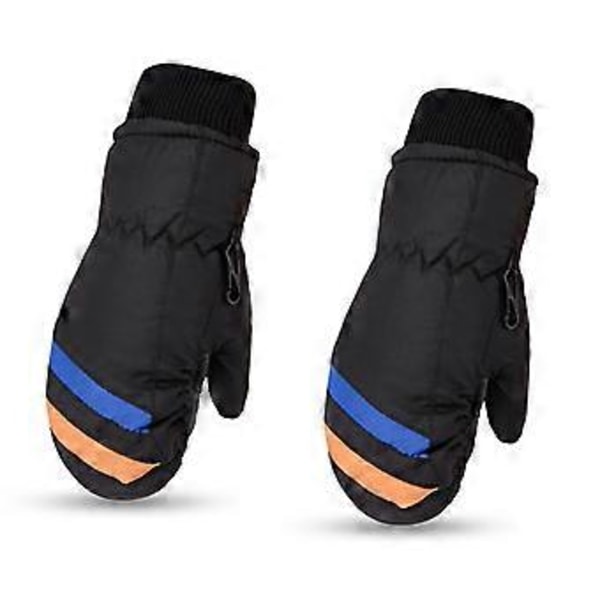 Vintervantar för barn, vattentäta skidvantar, vandringsvantar, snowboardvantar (Svart), 2-5 år
