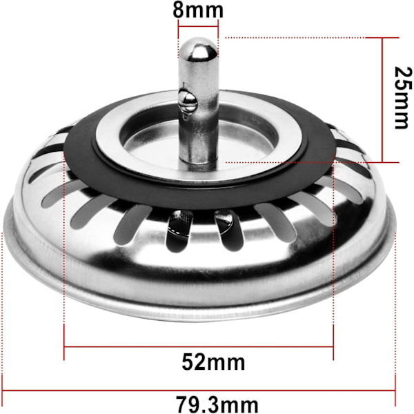 Vask Stopper Hul Si, 2 Stk 80mm Rustfrit Stål Beskytter