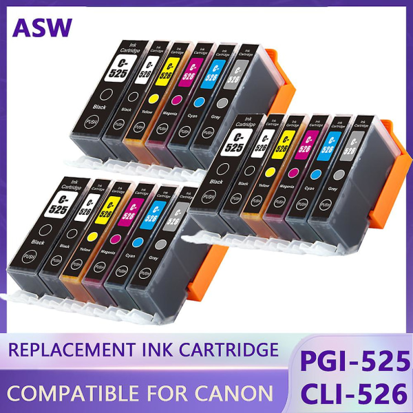 Pgi525 Pgi 525 Cli-526 Pgi-525 Pgi-525xl Ink Cartridges For Canon Pixma Mg-5150 Mg-5250 Mg-5350 Mg-6150 Printer 18PK