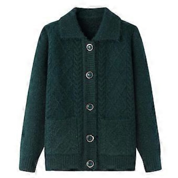 Tykk Revers Mor Tøj Strikket Sweater Cardigan Midaldrende og Ældre Sweater Forårstøj (XXXXL kardinal)