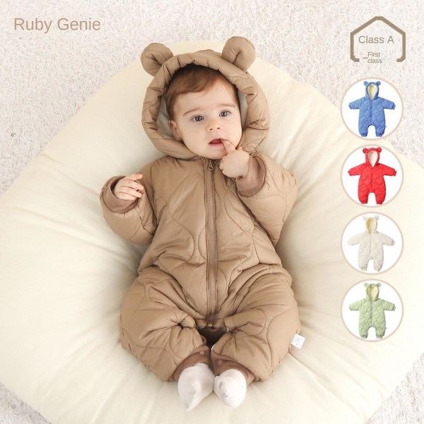 Baby Onesie Winter Clothes Baby Warm Soft Clothes Baby Sweater Jumpsuit Bear Baby Onesie Ivory white 80cm