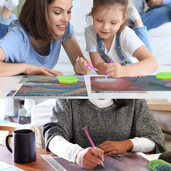 Elämänpuu timanttimaalaussetti aikuisille - Kuunpuu täysi pora timanttipistemaalaukset aloittelijoille, pyöreä 5D maalaus timanteilla kuvat jalokivimaalauksen setit DIY aikuisille käsityöt 30x40CM