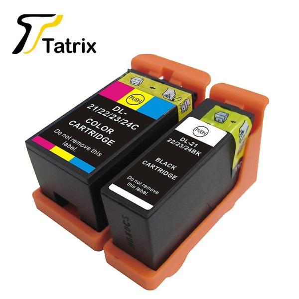Tatrix For Dell 21 22 23 24 Ink Cartridge Dl21 Inkjet Cartridge Compatible For Dell V313 V313w V515w P513w P713w V715w Printer 1 set 2pcs