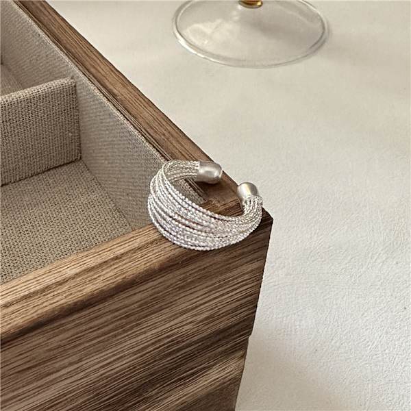 Trendig staplingsbar ring i flerskiktad linje i 925 sterlingsilver, överdriven ringarmband
